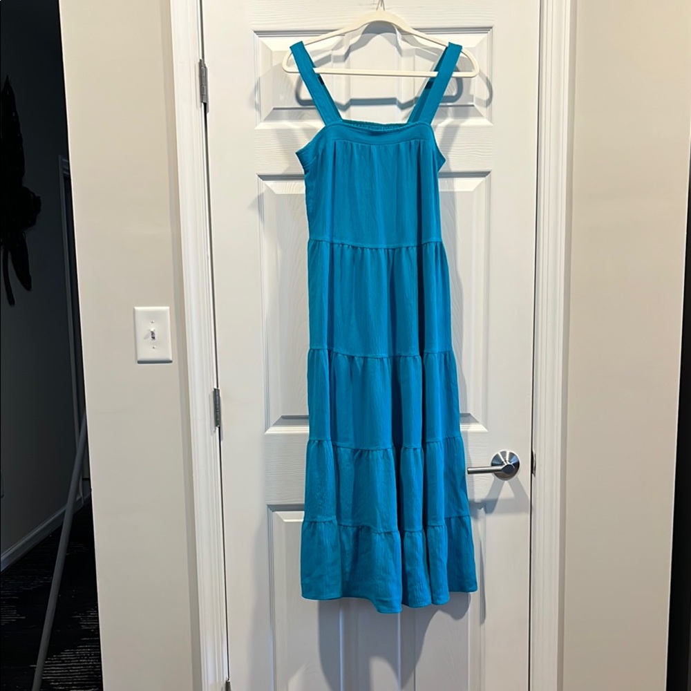 Max Studio‎ Blue Square Neck Sleeveless Sundress Size S.